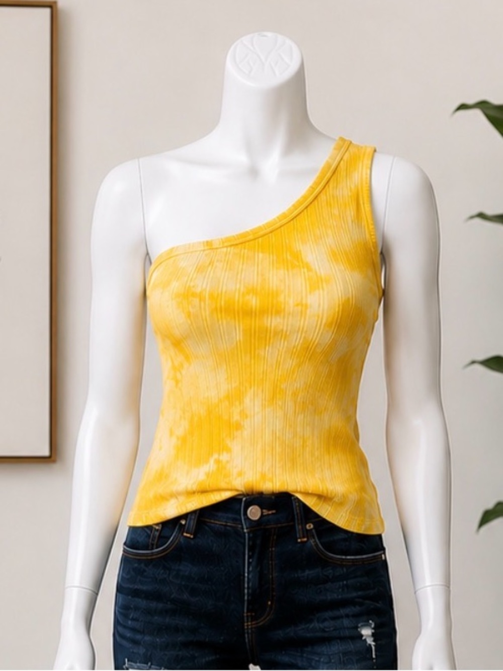Handmade Tie-dye - Yellow One sleeve Top